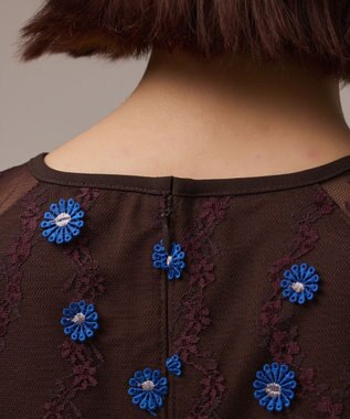 GRACE CONTINENTAL バイカラーレースワンピース ブラウン