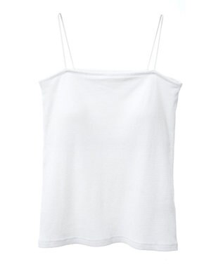 Green Parks カップ付ラメリブベアトップ Off White