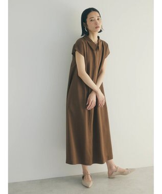 Green Parks armonia.襟付きフレアワンピース Brown