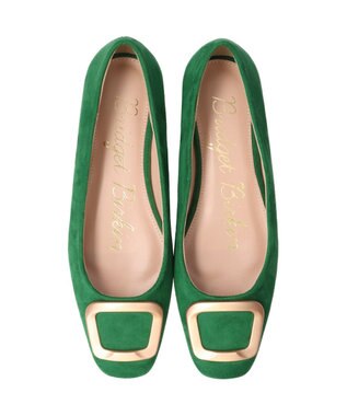 Bridget Birkin 【Bridget Birkin】スクエアバックルフラットシューズ グリーンスウェード