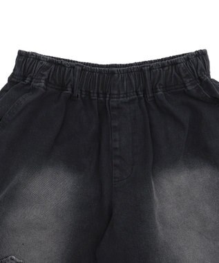 WEGO ツイルブラスト加工ワイドショートパンツ ブラック