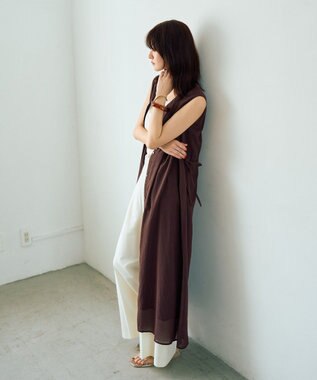 YECCA VECCA ドライタッチシアードロストワンピース Brown