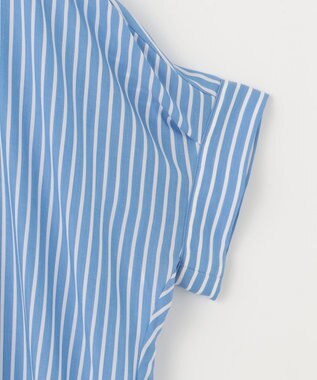 自由区 S 【接触冷感・UVケア・抗菌防臭・洗える】リヨセルポプリン ブラウス サックスストライプ