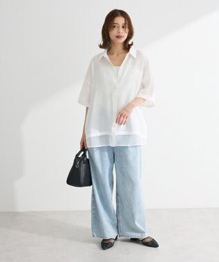 Green Parks カップ付ラメリブベアトップ Off White