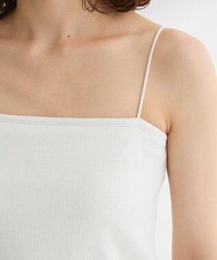 Green Parks カップ付ラメリブベアトップ Off White