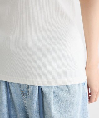 Green Parks カップ付ラメリブベアトップ Off White