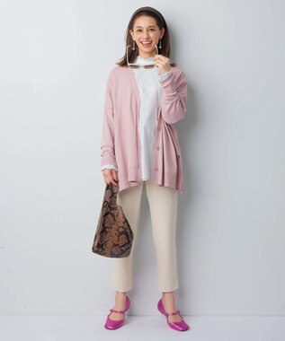 UNFILO スタイルアップニット カーディガン ローズ系