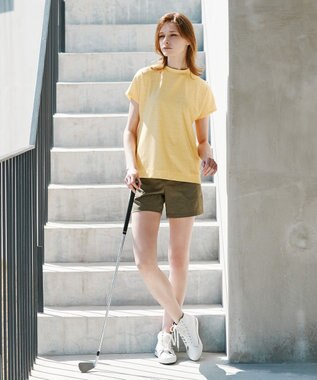23区GOLF 【WOMEN】【23Fondation/WEB&一部店舗限定】ロゴ総柄 モックネックシャツ ライトイエロー系5