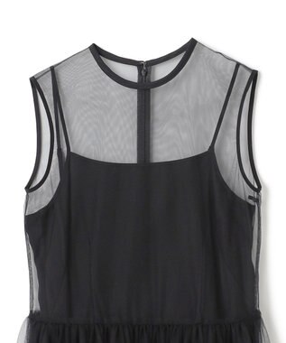 BEIGE， 【洗える・GISELe 4月号掲載】KALMIA / ノースリーブチュールドレス Black