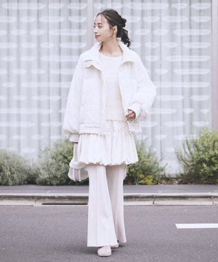 earth music&ecology ポンポンヤーンラメニットプルオーバー Ivory