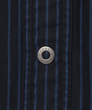 JOSEPH ABBOUD 【2WAY・リバーシブル・七分袖】リバーシブルストライプ シャツ ネイビー系1