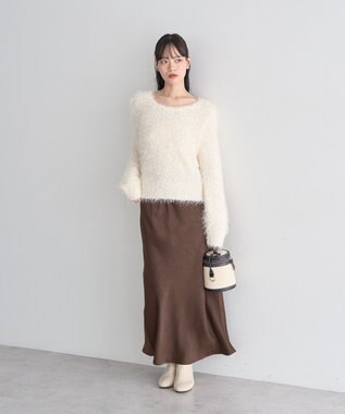 earth music&ecology ポンポンヤーンラメニットプルオーバー Ivory