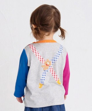 MIKI HOUSE HOT BISCUITS 【80-120cm】サスペンダーだまし絵 長袖Tシャツ マルチカラー