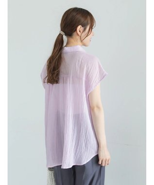 Te chichi 【7色展開】シャンブレーボイルフレンチスリーブシャツ パープル