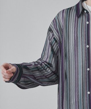 WEGO 【ユニセックス着用ITEM】ストライプメッシュBIGシャツ 柄3