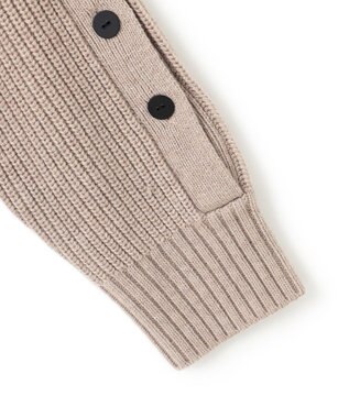 BEIGE， 【洗える】LEADER / ボタンディティールハイネックトップス Taupe