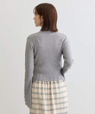 Green Parks ・ｓｗｉｎｇ　ｂｙ　袖パールボタンハイネックニット Gray Mixture