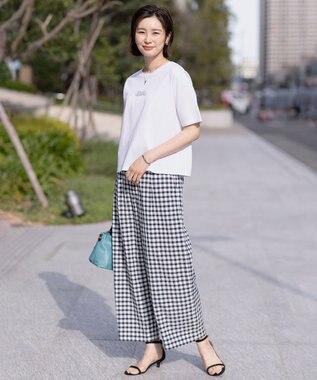 J.PRESS LADIES S 【洗える】アセVisギンガム イージー パンツ ネイビー系