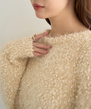 earth music&ecology ポンポンヤーンラメニットプルオーバー Beige