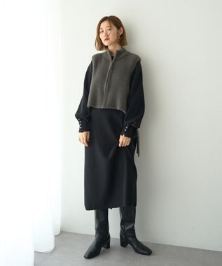 YECCA VECCA 【2点SET】ZIPベストセットニットワンピース