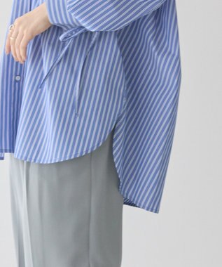 AMERICAN HOLIC 【WEB限定】イージーケアバックギャザーリボンシャツ Stripe Sax