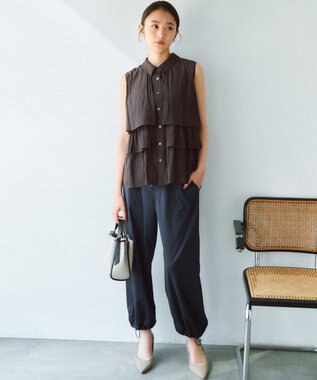 組曲 L ポリエステルレーヨンツイル パンツ ネイビー系