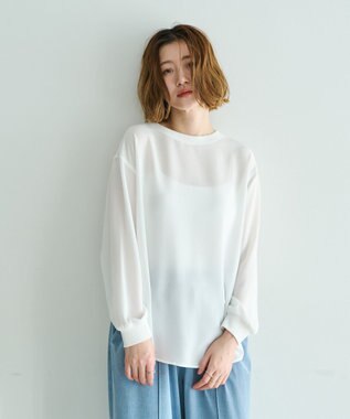 YECCA VECCA 2wayリブMIXジョーゼットブラウス White