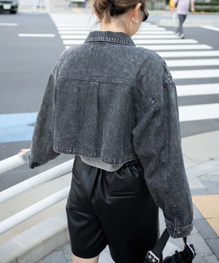 WEGO ヴィンテージウォッシュデニムショートシャツ ブラックその他