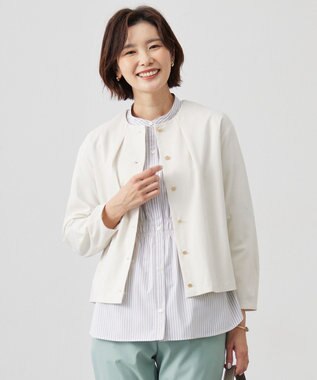 J.PRESS LADIES ハイゲージポンチ カーディガン ライトベージュ系