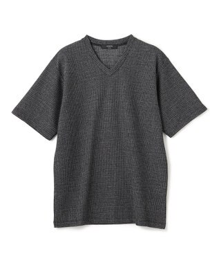 JOSEPH HOMME 新素材【清涼感】メランジクロスジャージー　Vネック半袖カットソー ブラック系