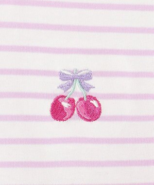 ANY KIDS 袖スカラップ ボーダーTシャツ ラベンダー