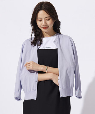 J.PRESS LADIES 【洗える】BASIC HT-COTTON クルーネック カーディガン ラベンダー系