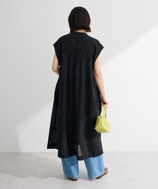 Green Parks フレンチスリーブシャーリングワンピース Black