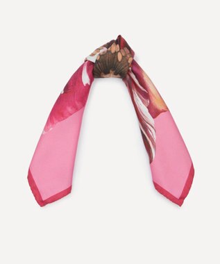 LIBERTY. ハイブリッド ブーケ 45x45 シルク スカーフ コーラル