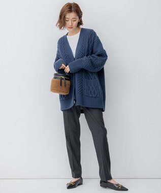 23区 L 【洗える】ウォームストレッチ テーパード パンツ グレー系