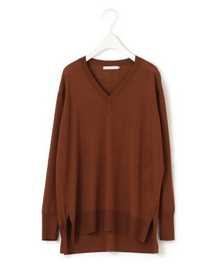 ICB 【洗える】 コンパクトウール Vネックプルオーバー テラコッタ系