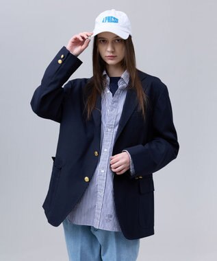 J.PRESS MEN 【J.PRESS ORIGINALS】【UNISEX】Wool Polyester Stretch Toropical 3B Blazer / Baggy Fit ネイビー系