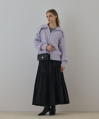 GRACE CONTINENTAL ヘアリーニットコクーンジャケット ラベンダー