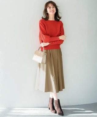 ANY SIS 【洗える・セットアップ可】アンチピリングドルマン畔 ニット オレンジ