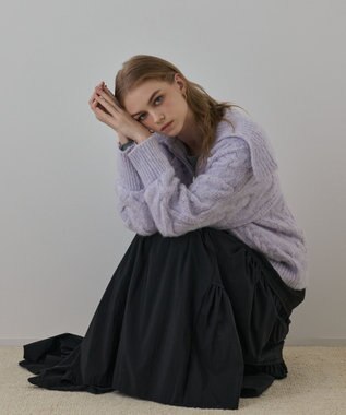 GRACE CONTINENTAL ヘアリーニットコクーンジャケット ラベンダー