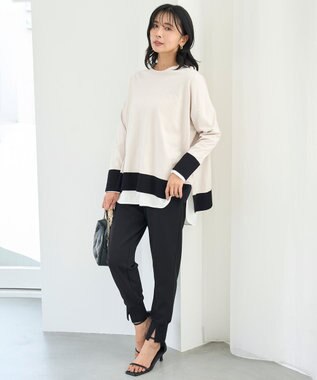 UNFILO L シャツコンビ レイヤードＴ オフ×サテン