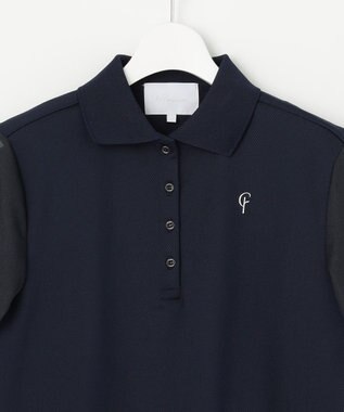 23区GOLF 【23Fondation/WOMEN】シアー袖 ニットポロ ネイビー系