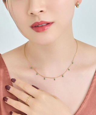 Phoebe 【金属アレルギー対応】カラージェムステーションネックレス/天然石/サージカルステンレス グリーン