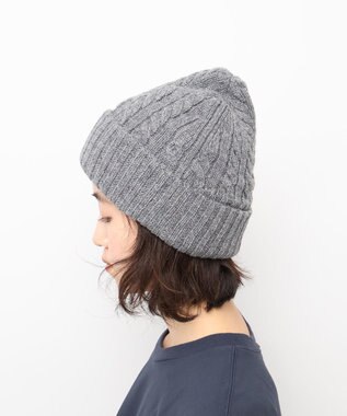 WHITE MAILS 【UNISEX】WOOL PAPER DOUBLE KNIT ケーブルビーニー グレー