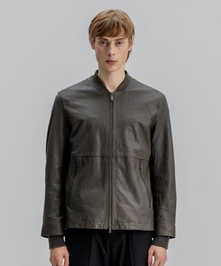 JOSEPH HOMME 新素材【シャツ感覚で羽織れる軽さ】シュリンクエアレザー　ブルゾン ダークグリーン系