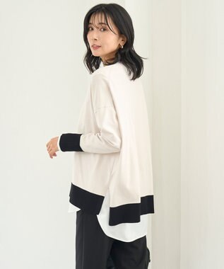 UNFILO L シャツコンビ レイヤードＴ オフ×サテン