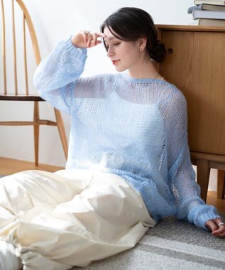 WEGO モヘアライクニットプルオーバー サックス