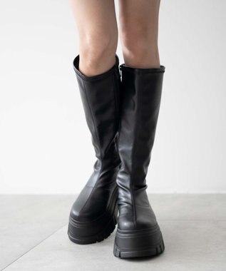 WEGO 厚底ボリュームロングブーツ ブラック