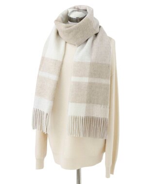 MOONBAT FURLA ウールブロックチェックラメストール/幅50cm ベージュ