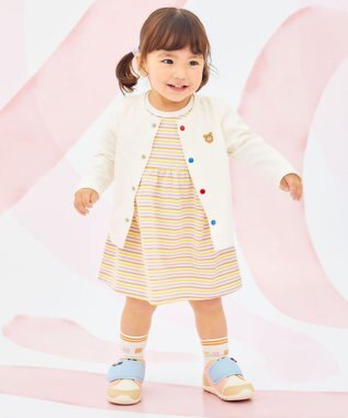 MIKI HOUSE HOT BISCUITS 【80-120cm】【Everyday Series】天竺素材 ワンポイントカーディガン 白